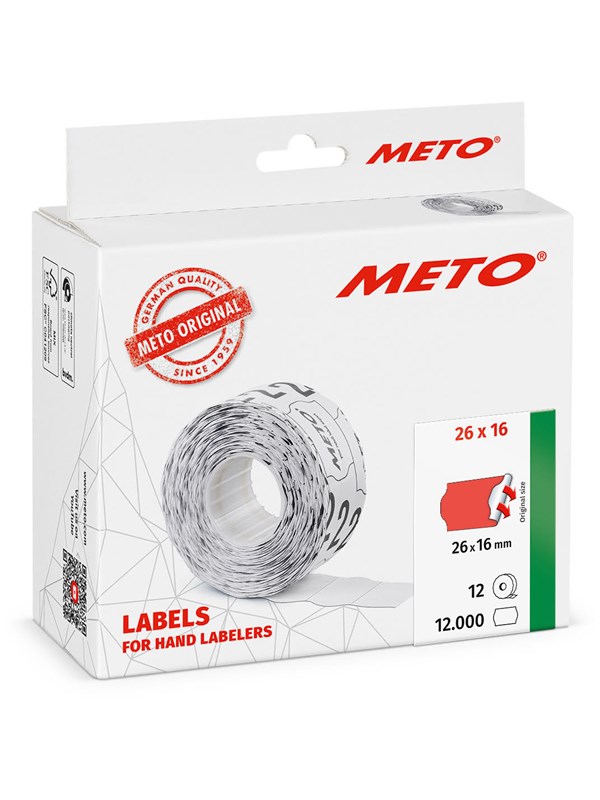 METO Price labels 26x16 flour red 12 rls/1000