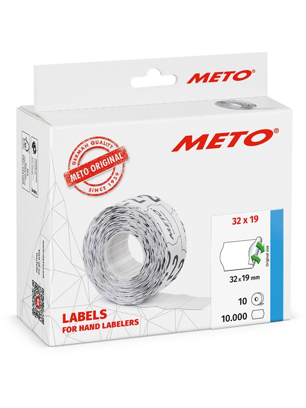METO Price labels 32x19 white remov.10 rls/1000