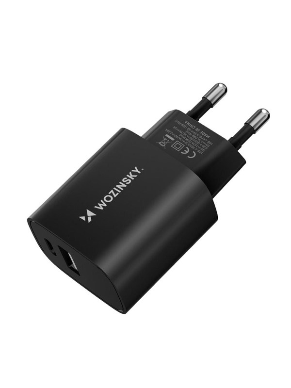 Wozinsky WGWCB USB-A USB-C 20W AC Charger - Black