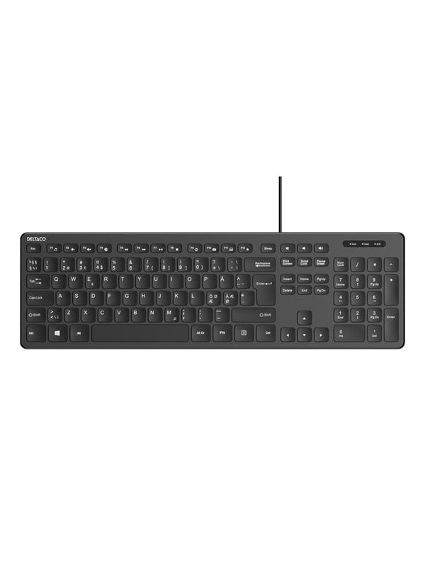 Deltaco Wired membrane keyboard with volume media keys - Fullsize - Nordic Layout - Toetsenbord - Noords - Zwart