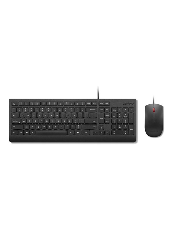Lenovo Essential Wired Combo - keyboard and mouse set - 2.5-zone layout - QWERTY - US English - black Input Device - Keyboard and mouse set - Engels (US international) - Zwart
