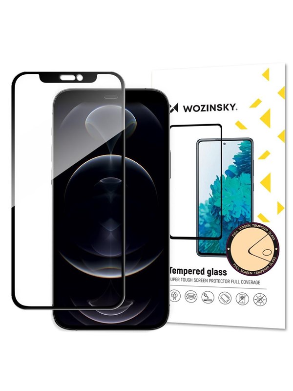Wozinsky uper Durable Full Glue Tempered Glass Full Screen Protector Frame Case Friendly iPhone 16e / 14 / 13 Pro / iPhone 13 Black