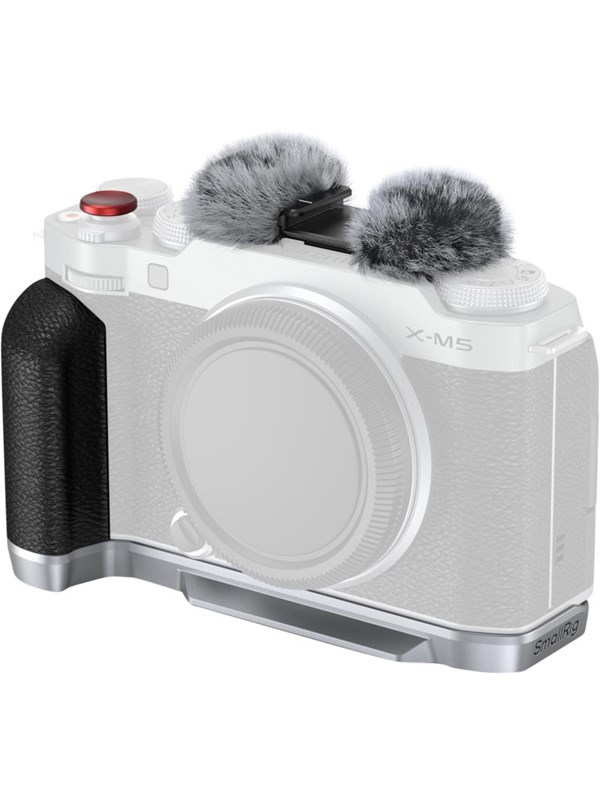 SmallRig X-M5 L-vormige montageplaat voor FUJIFILM X-M5, met siliconen handgreep Ontspanknop Flitsschoenafdekking (zilver/zwart) (Sliver) 4875