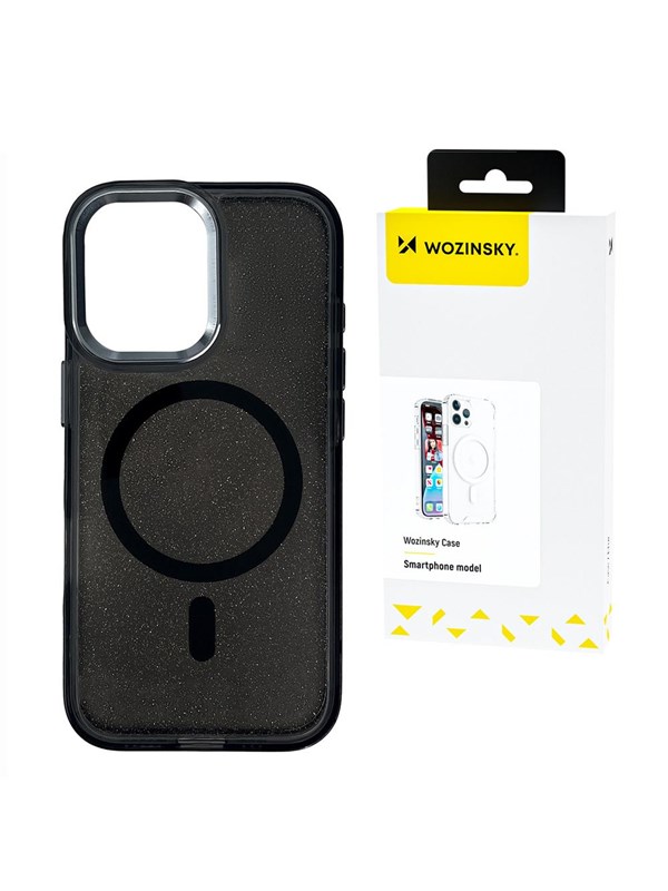 Wozinsky Glitter Case with Mag Safe for Samsung Galaxy S25+ - Black with Glitter