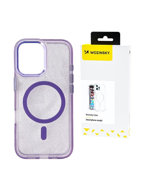 Wozinsky Glitter Case with Mag Safe for Samsung Galaxy S25+ - Purple with Glitter