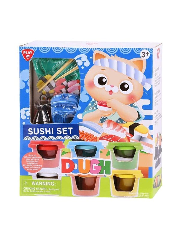 Playgo klei speelgoed Sushi set met 6 potjes en accessoires.