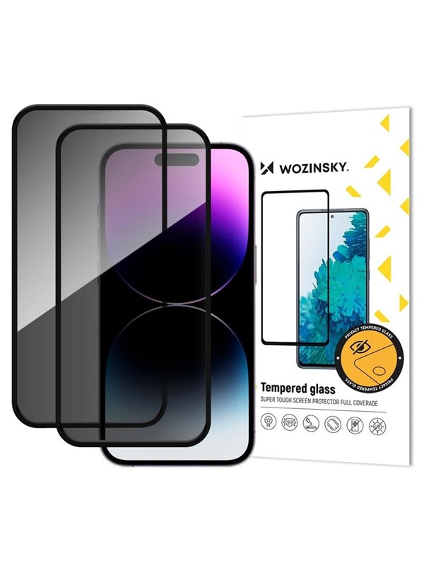 Wozinsky Privacy Glass Tempered Glass Privatizing for iPhone 17 / 16 Pro Set of 2