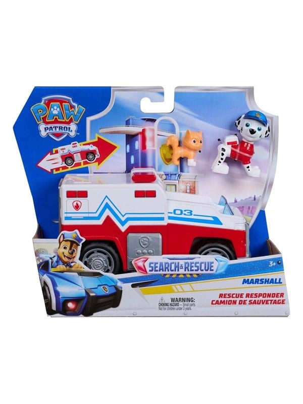 PAW Patrol - Search & Rescue - Marshall's Reddingsvoertuig met 2 figuren & terugtrekfunctie - Speelgoedvoertuigen