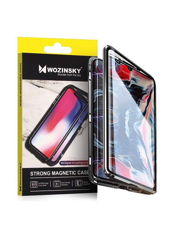 Wozinsky Full Magnetic Case 360 Cover Front and Back Cover with Built-in Glass Vivo X60 Black and Clear