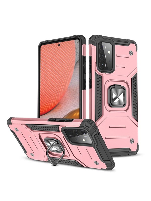 Wozinsky Ring Armor Armored Hybrid Case Cover + Magnetic Holder Samsung Galaxy A72 4G Pink