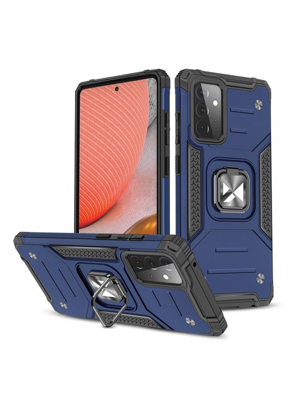 Wozinsky Ring Armor Armored Hybrid Case Cover + Magnetic Holder Samsung Galaxy A72 4G Blue