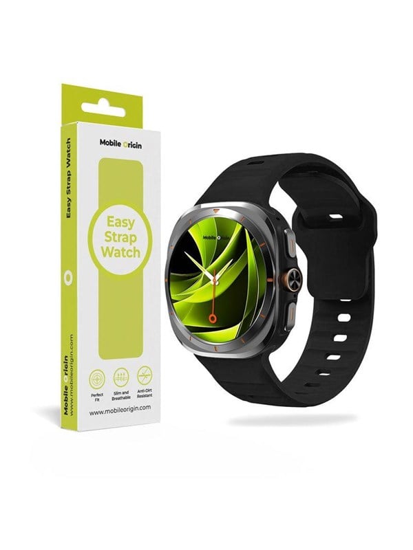 Mobile Origin Banden Voor Galaxy Watch Ultra 47Mm Easy Strap Silicone Zwart