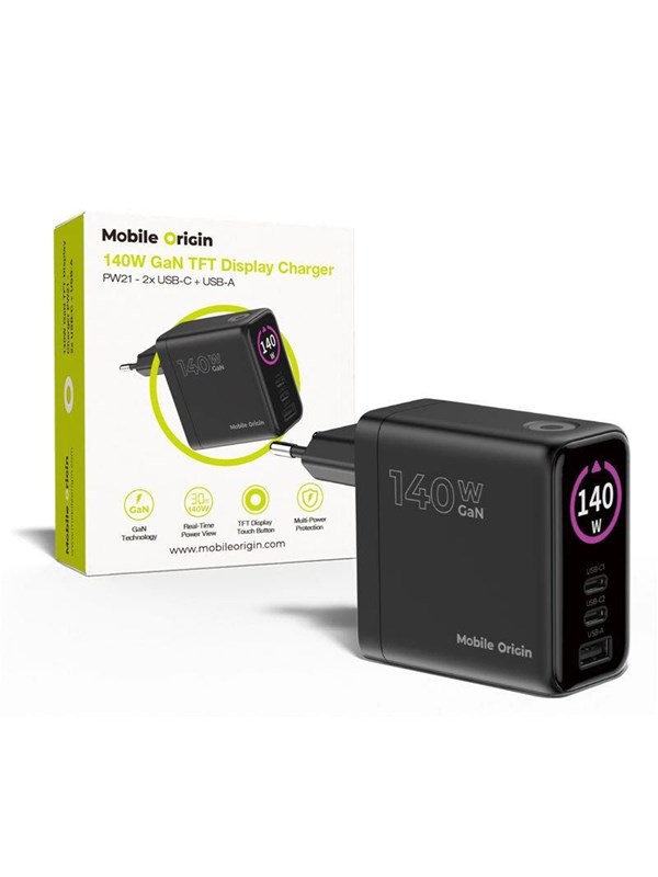 Mobile Origin 140W GaN Display Charger PW21 - 2x USB-C + USB-A