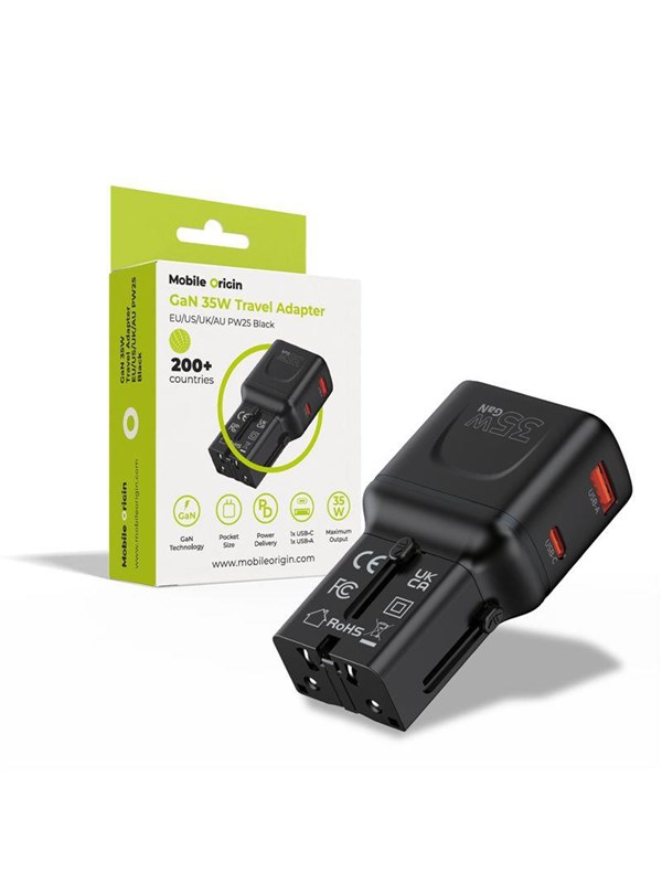 Mobile Origin 35W Travel Adapter - EU/US/UK/AU PW25 - black