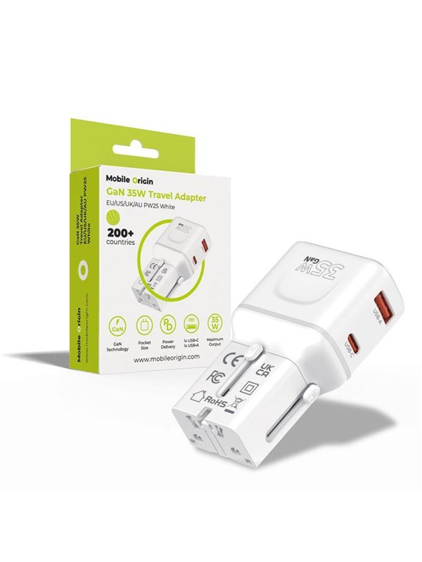 Mobile Origin 35W Travel Adapter - EU/US/UK/AU PW25 - white