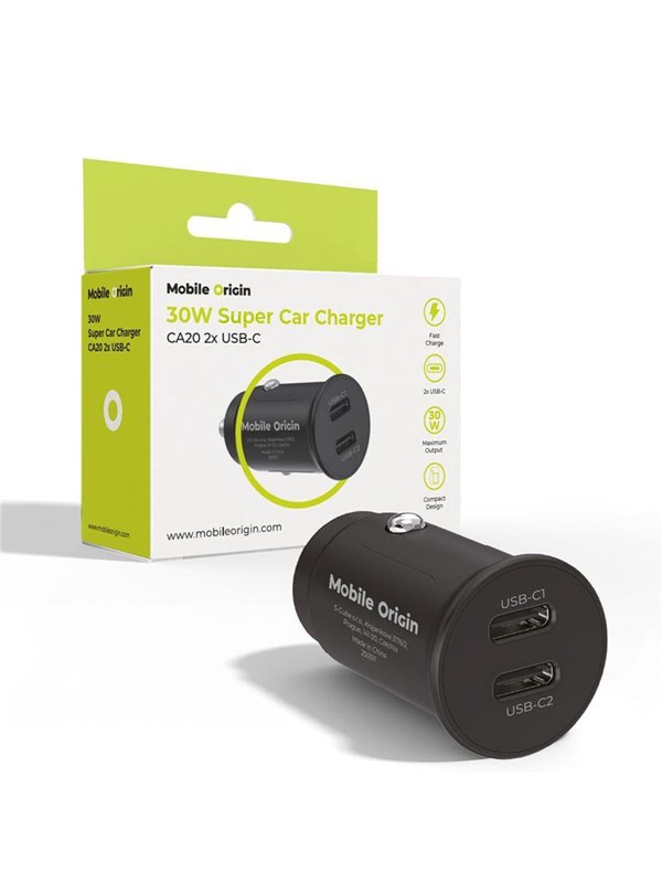 Mobile Origin 30W Super Car Charger CA20 - 2x USB-C