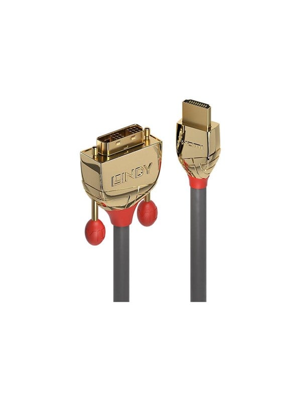 LINDY HDMI / DVI Adapterkabel HDMI-A stekker, DVI-D 18+1-polige stekker 3.00 m Grijs 36196 HDMI-kabel