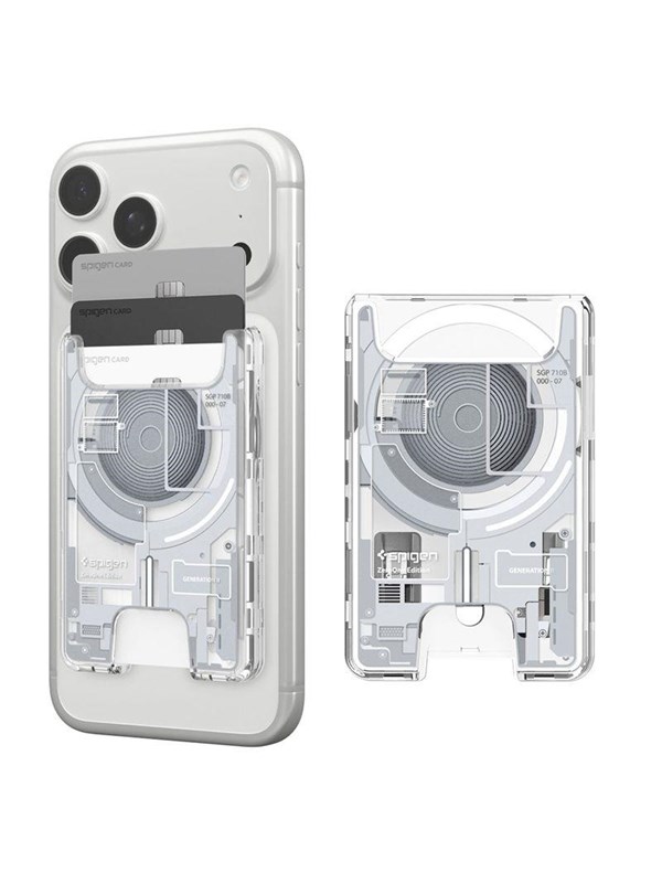 Spigen Ultra Hybrid Pasjeshouder met MagSafe | Magnetische Pasjeshouder | Geschikt voor Telefoon met MagSafe, PixelSnap of Magnet | 3 Pasjes | Zero One Design | Wit