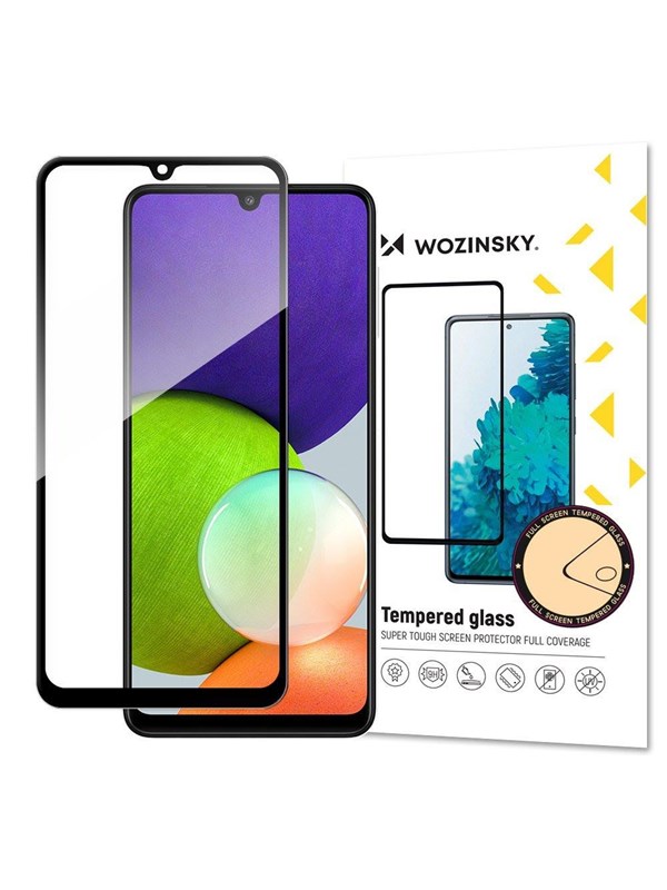 Wozinsky Super Durable Full Glue Tempered Glass Full Screen With Frame Case Friendly Samsung Galaxy A22 4G Black
