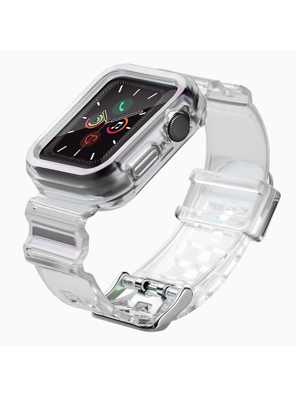 Hurtel Silicone Band Strap Bracelet Case Strap Light Set for Apple Watch 42mm - Black