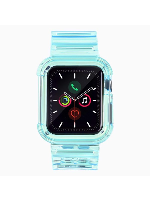 Hurtel Silicone Band Strap Bracelet Case Strap Light Set for Apple Watch 40mm - Blue