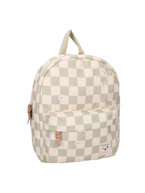 Kidzroom Nostalgia - Kinder rugzak - 7,3 liter - 31 x 26 x 9 cm - Geruit - Bloemen - Groen