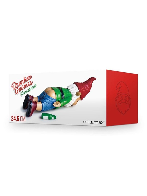 MikaMax Bewusteloze Tuinkabouter - Grappig Tuinbeeld van Kunsthars – 24,5 cm - 2-delig - Tuindecoratie