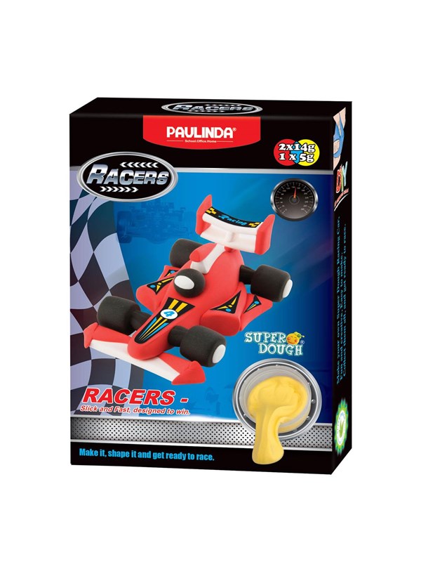 Paulinda klei raceauto speelset - Super Dough 3 kleuren klei.