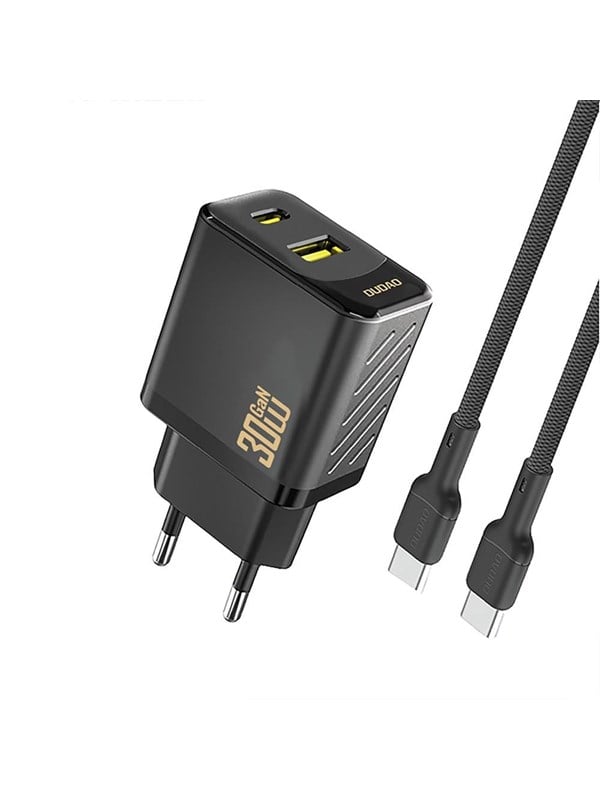 Dudao A27TCEU PD 30W GaN USB-A USB-C wall charger with USB-C cable - black