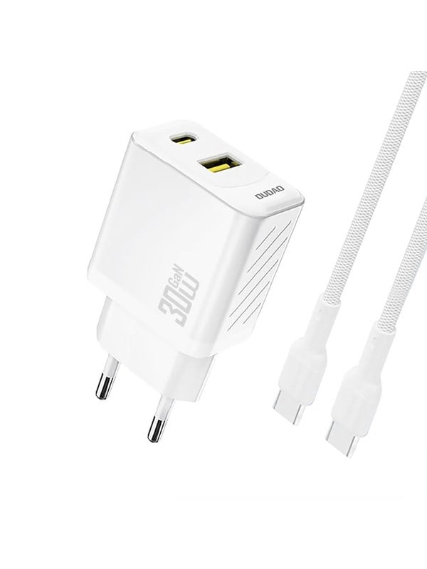 Dudao A27TCEU PD 30W GAN USB-A USB-C wall charger with USB-C cable - white