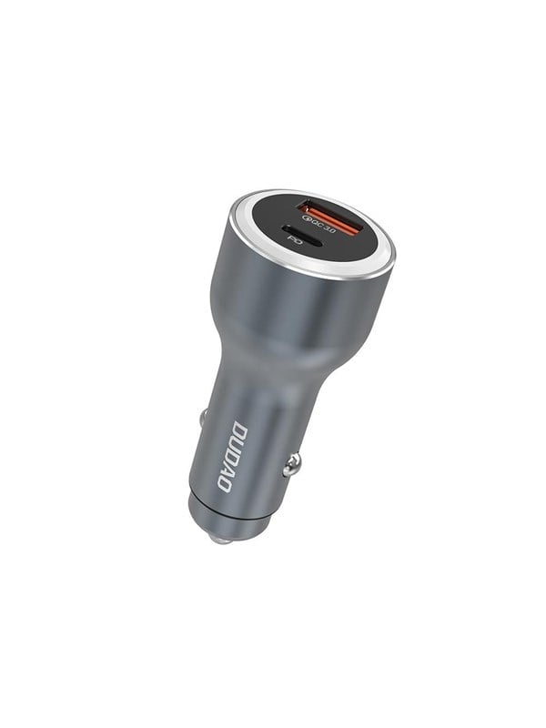 Dudao R4Ultra 120W Power Delivery Quick Charge LED USB-A USB-C Car Charger - Grey