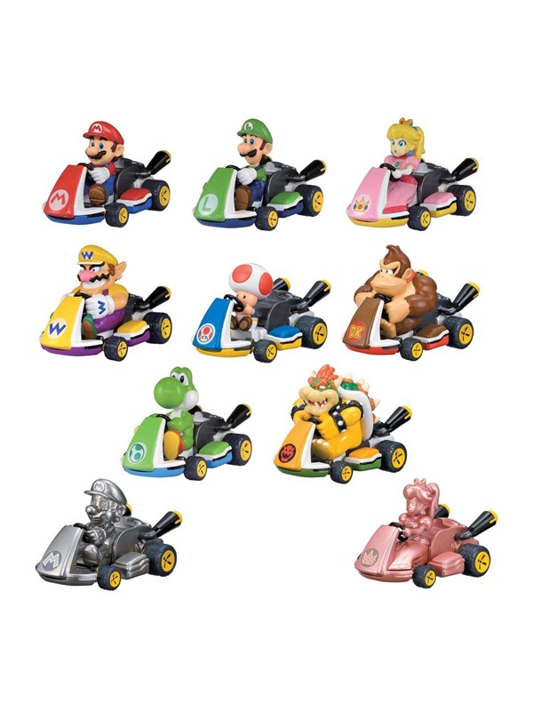 Mario Kart - Display van 12 Figurines Gacha Pon - Friction Racers