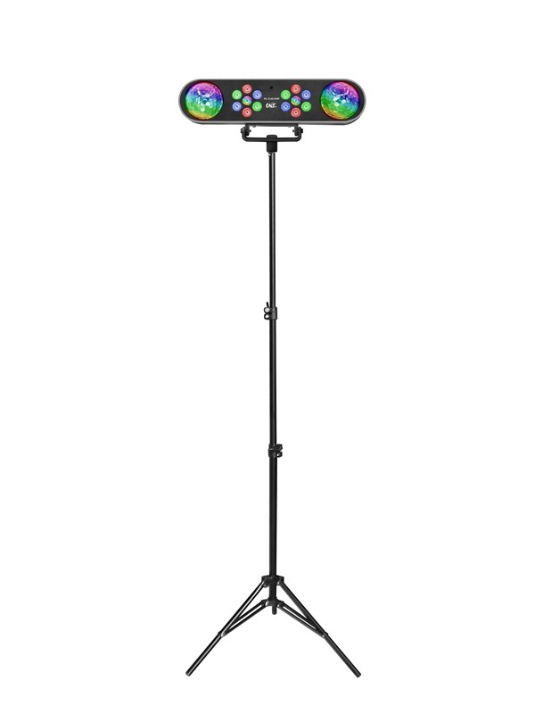 N-GEAR PartyBar ONE - Discolampen - Feestverlichtingset op Statief - 4 Lichteffecten: 2 PAR Spots + 2 Discoballen - Met Afstandsbediening
