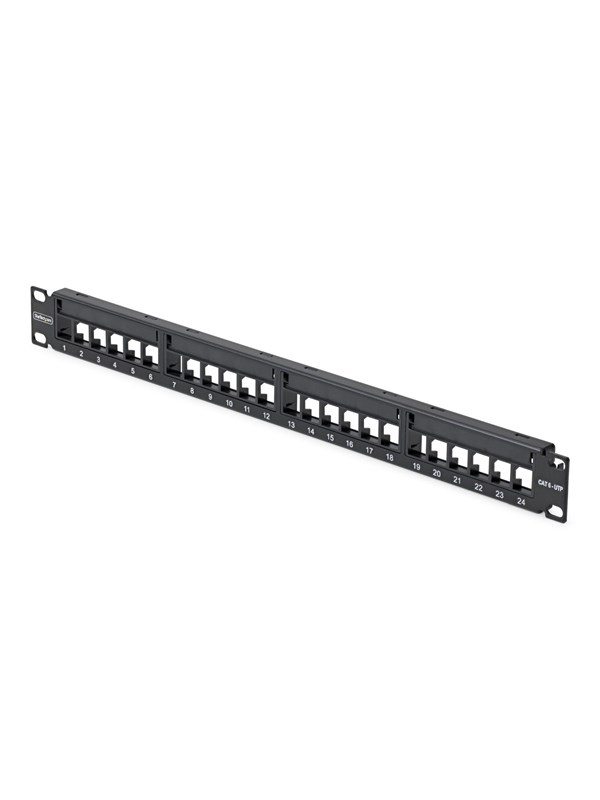 StarTech.com C6PANELUTP241UCM 24 Port 1U Blank Keystone Patch Panel with Cable Management Bar Rackmount Cat6 Patch Panel for RJ45 UTP Ethernet Network Jacks