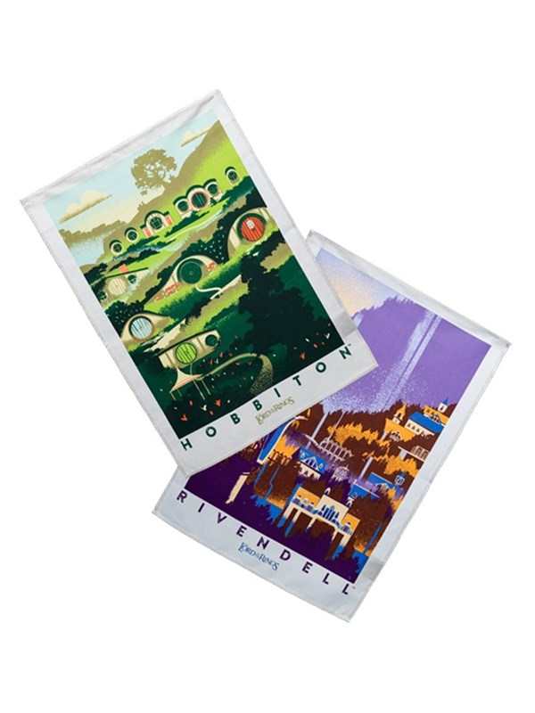 WETA Workshop Lord of the Rings Tea Towel 2-Pack Rivendell & Hobbiton 70 cm Kitchen- and Tableware