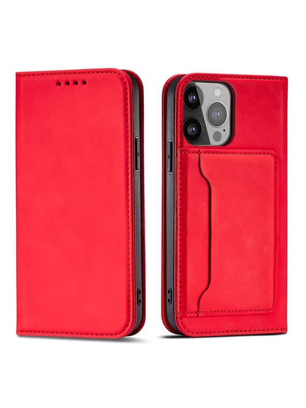Hurtel Magnet Card Case for Samsung Galaxy S23+ Flip Cover Wallet Stand Red