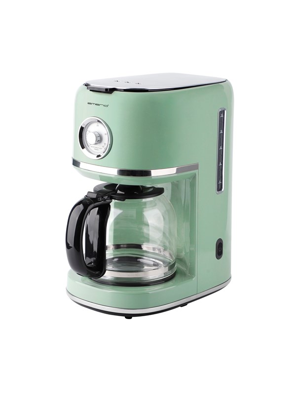 Emerio Retro Koffiezetapparaat - 1.5L - Anti drup - Warmhoudplaatje - Anti slip - Filterkoffie - CME-133280 Groen