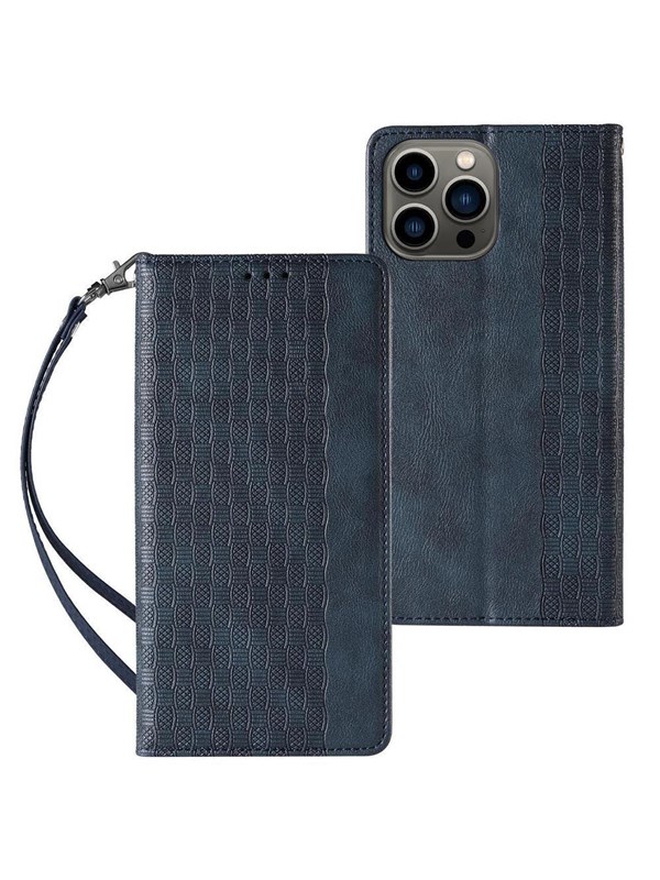Hurtel Magnet Strap Case for Samsung Galaxy S23+ Flip Wallet Mini Lanyard Stand Blue