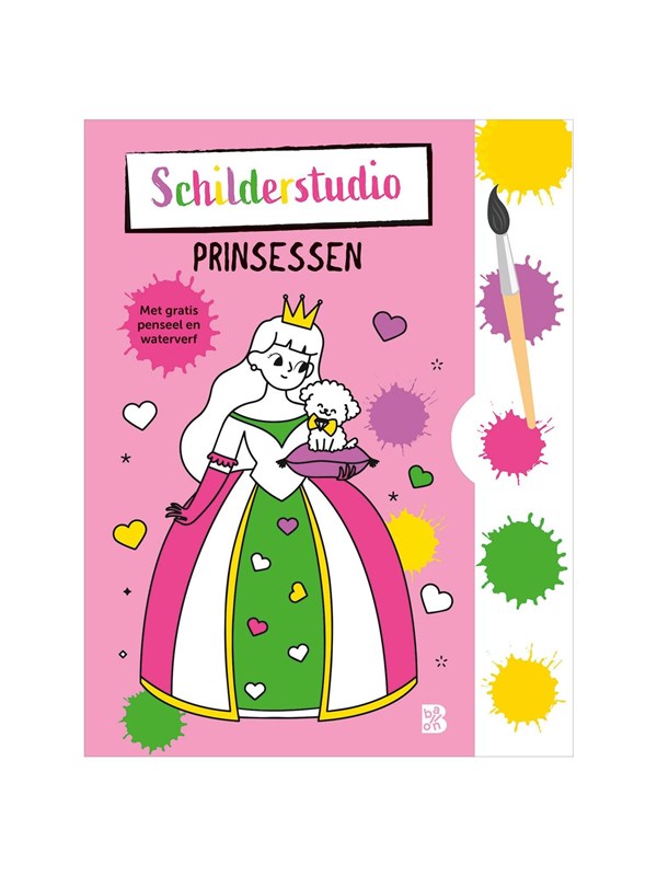 Coloring Book with Paint Palette and Brush Princesses