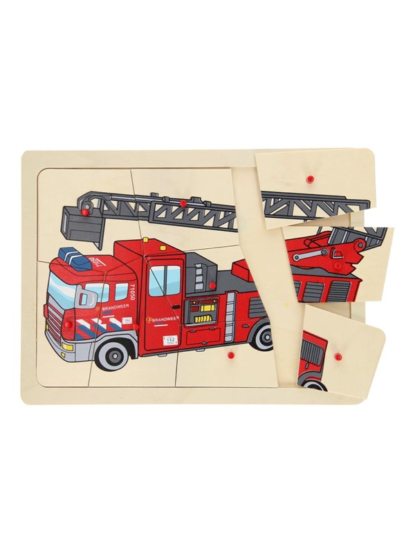 Playwood Wooden Knob Puzzle Fire Brigade 9 pcs. Hout