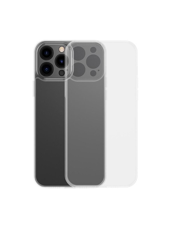 Baseus - Frosted - Glass Case Cover voor iPhone - 13 - Pro - Max - Harde - Case - met - Gel - Frame - Transparant - (ARWS000202)