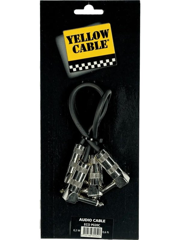 Yellow Cable P020 - 2 x 1/4" Haakse Jack/Haakse Jack patchkabel 20cm.