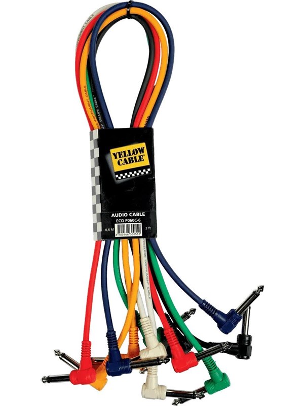 Yellow Cable P060C-6 - 6 x 1/4" Haakse Jack/Haakse Jack patchkabel 60cm.