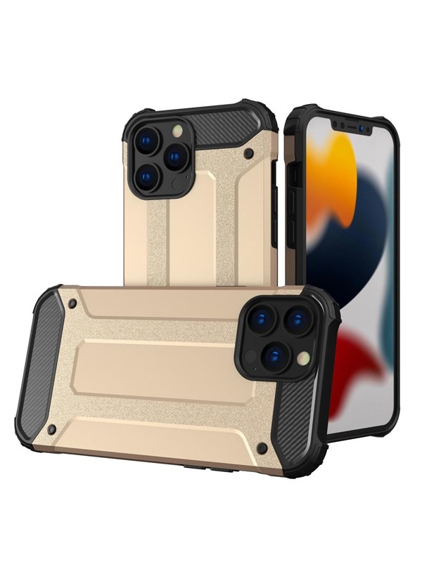 Hurtel Hybrid Armor Case Tough Rugged Cover for iPhone 13 Pro Golden