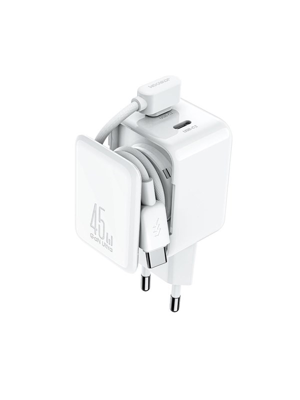 Joyroom JR-TCL05 45W GaN Wall Charger with Cable Organizer - White