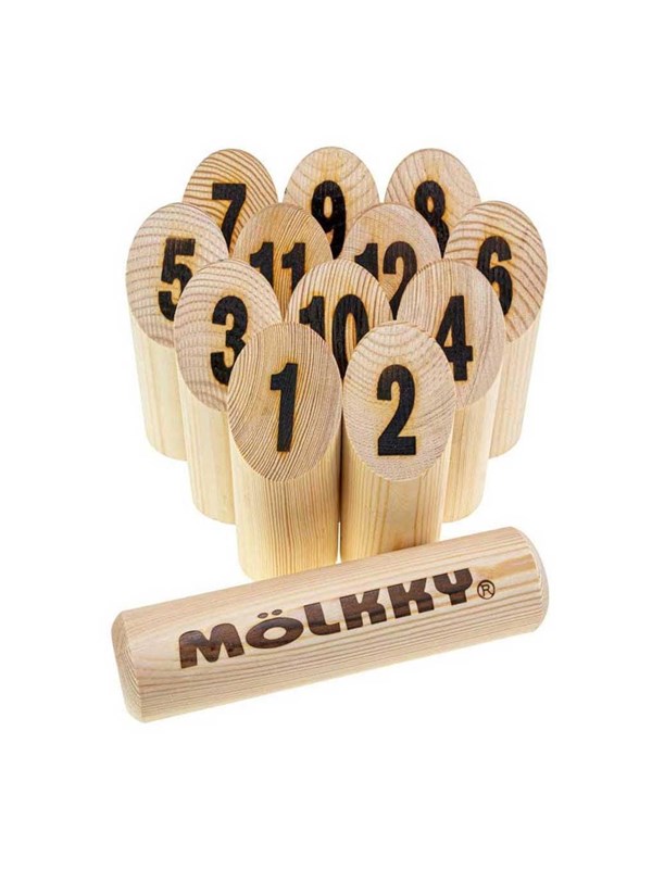 Molkky GO Pinewood Throwing Game with 12 Cones