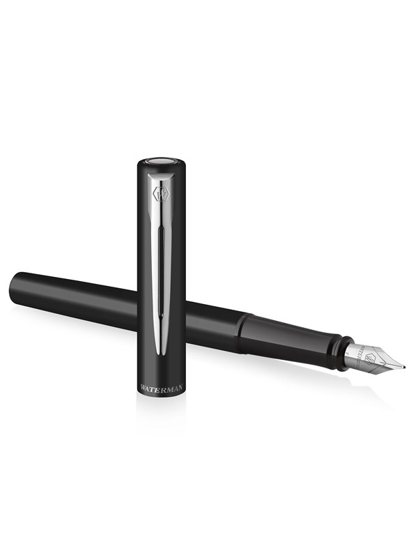Waterman Allure Black Lacquer Fountain pen F Blue ink 1-Blister
