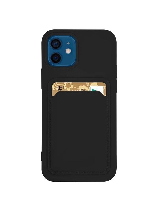 Hurtel Card Case Silicone Wallet With Card Slot Documents For Samsung Galaxy A42 5G Black