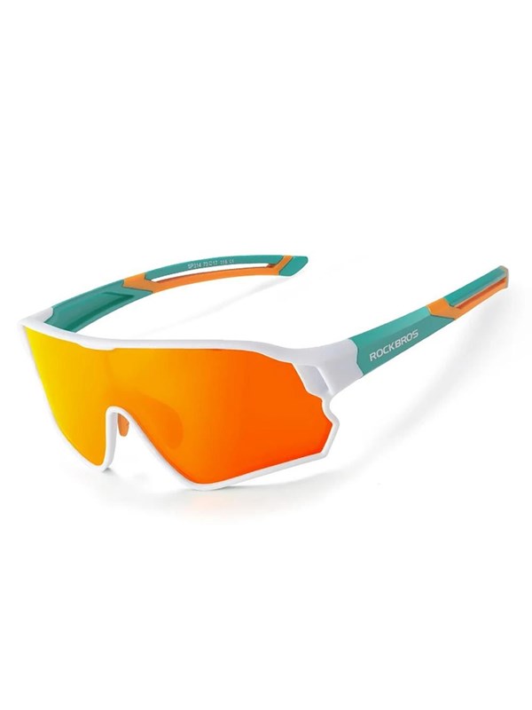 Rockbros 14110009003 polarized cycling glasses for children 8-14 years old - green and white