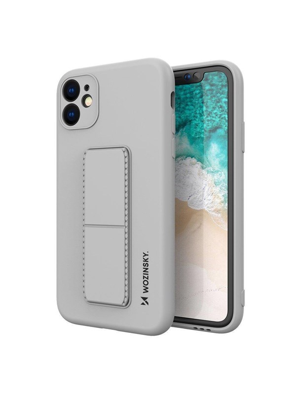 Wozinsky Kickstand Case Silicone Case with Stand Case Samsung Galaxy A22 4G Grey